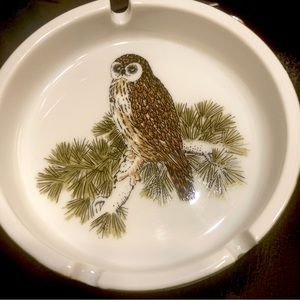 Vintage Fitz And Floyd Ceramic Owl Ashtray Collectible Trinket Dish